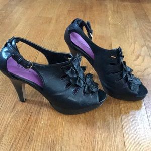 Black maddengirl bow tie peeptoe heels
